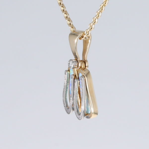 Opal Pendant Sandals Double Inlaid Design with .02ct Round Diamond