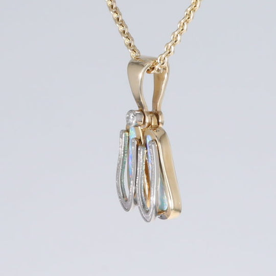 Opal Pendant Sandals Double Inlaid Design with .02ct Round Diamond