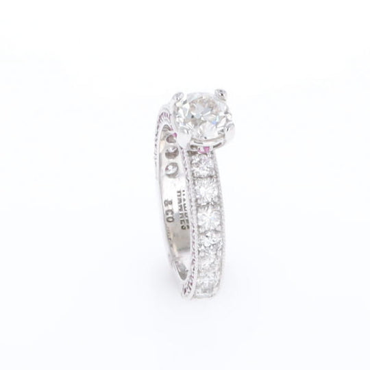 Diamond and Pink Sapphire Engagement Ring