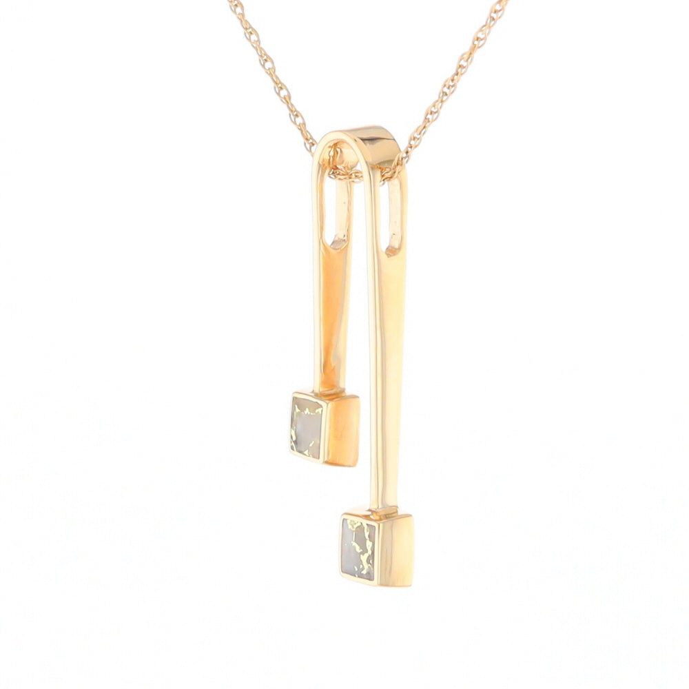 Gold Quartz 2 Square Curved Bar Pendant