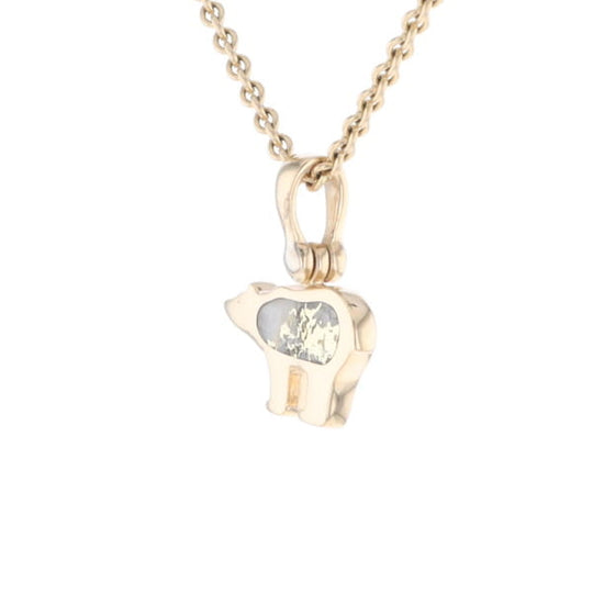 Gold Quartz Inlaid Polar Bear Pendant