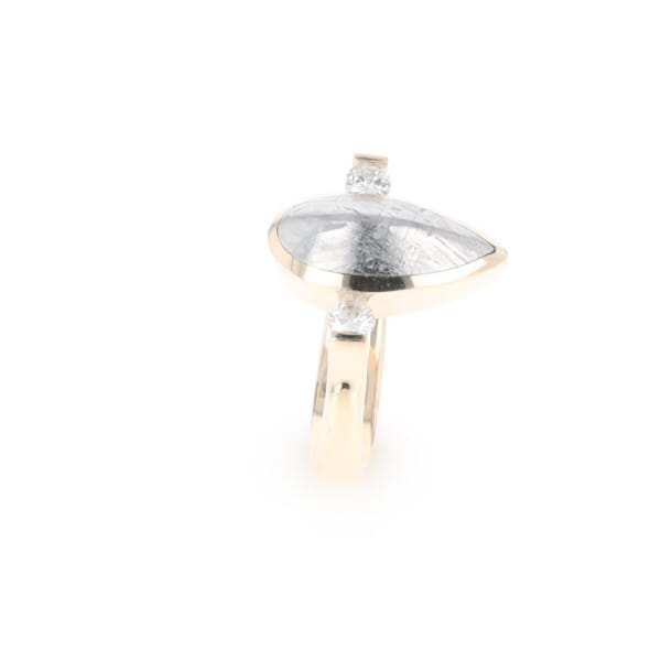 Meteorite Pear Shape Inlay Ring