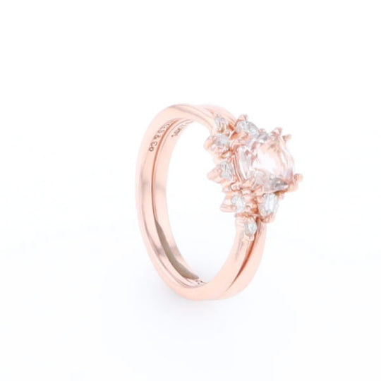 Two Ring Morganite Wedding Set