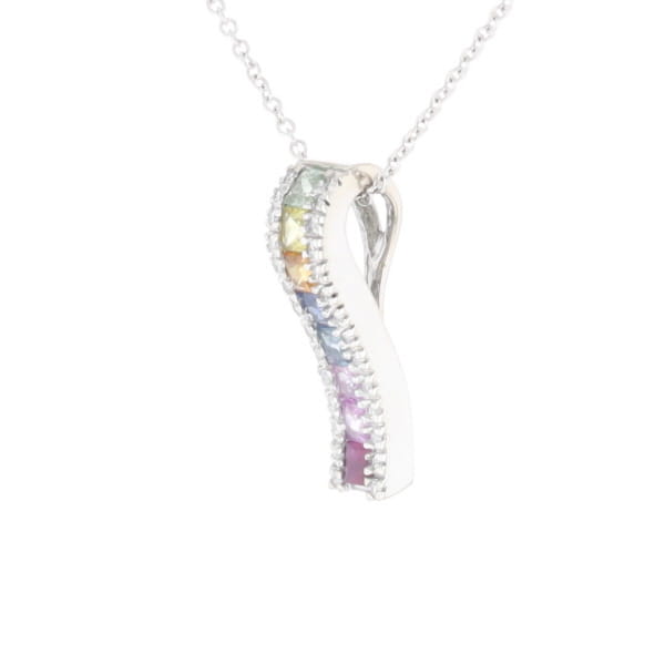 Multi-color Sapphire Necklace with Diamond Accents