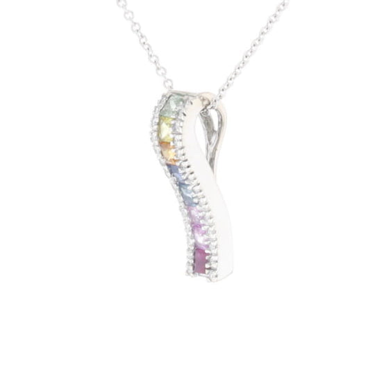 Multi-color Sapphire Necklace with Diamond Accents