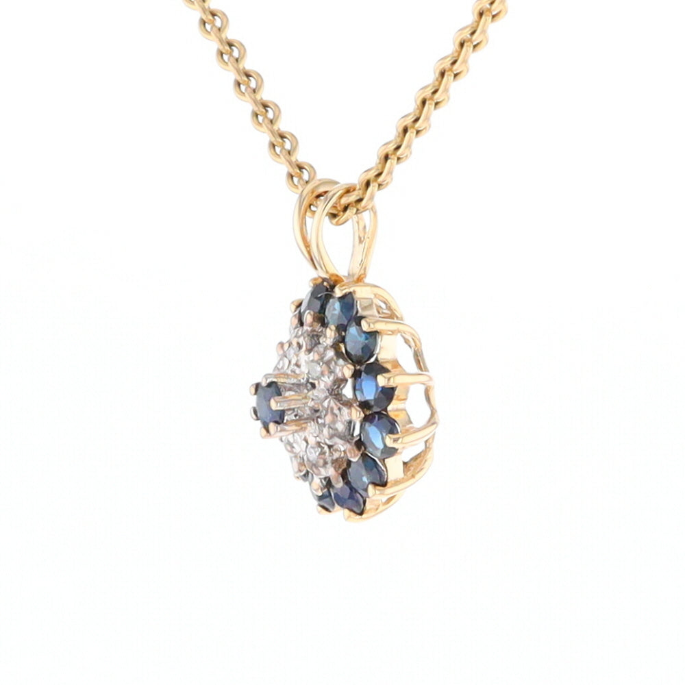 Round Diamond & Sapphire Cluster Pendant