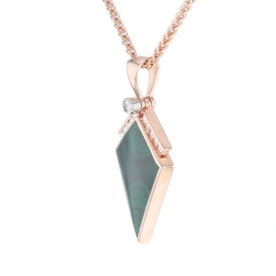 Malachite Kite Shape Inlaid Pendant with 0.19ctw Diamonds