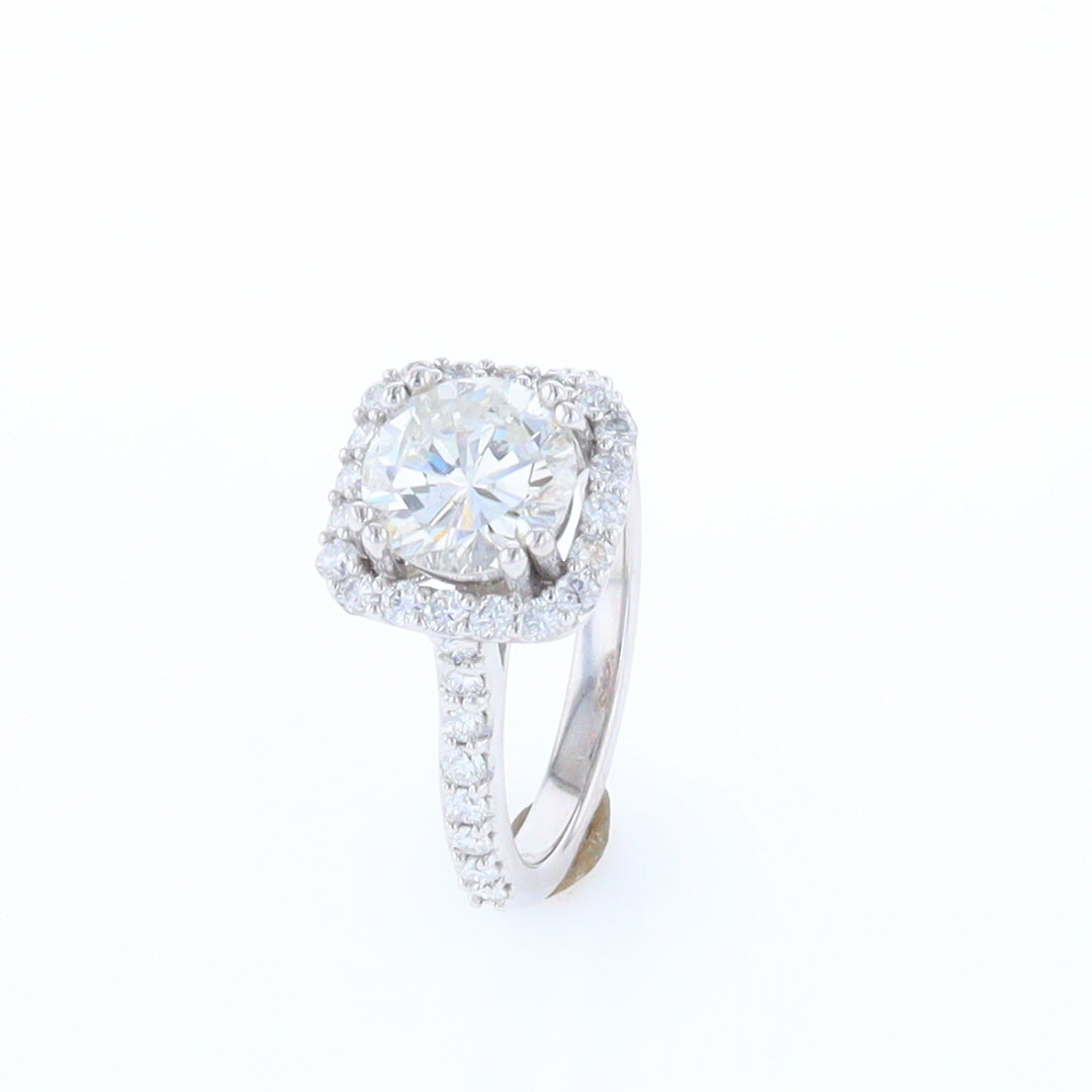 Diamond Engagement Ring with Square Halo