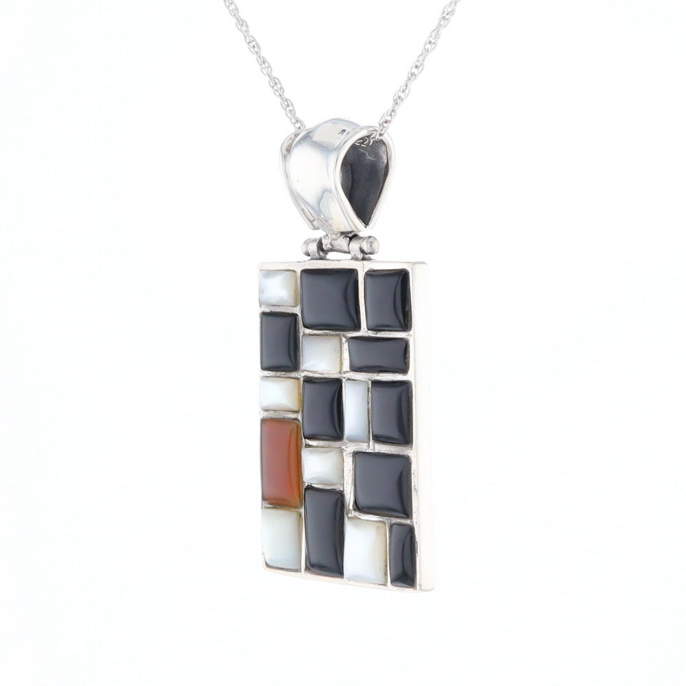 Onyx & Mother of Pearl Checkered Pendant