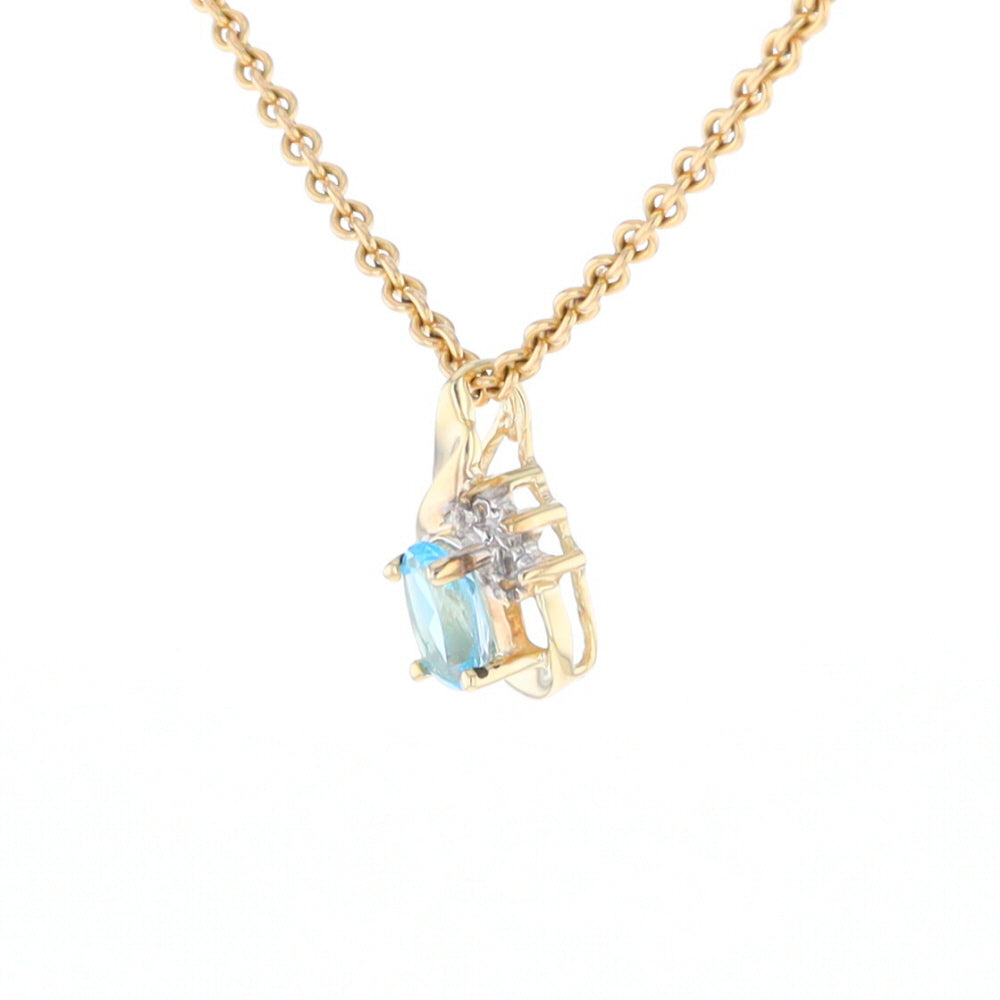 Pear Blue Topaz Diamond Pendant