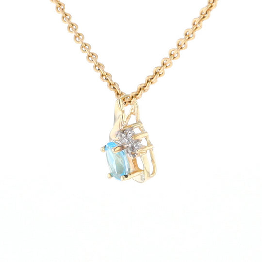 Pear Blue Topaz Diamond Pendant