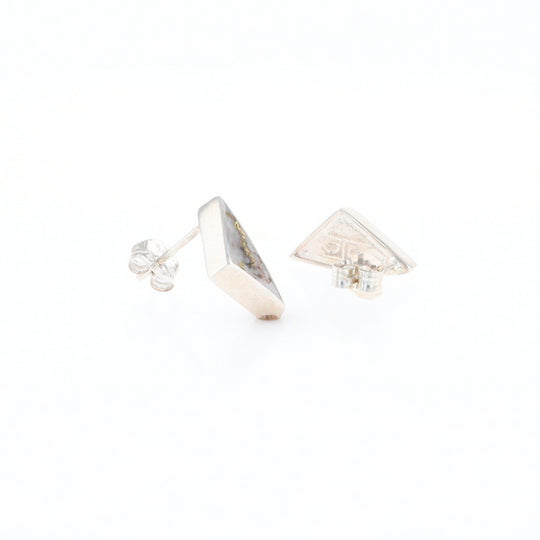 Sterling Silver Gold Quartz Inlaid Triangle Stud Earrings - G3