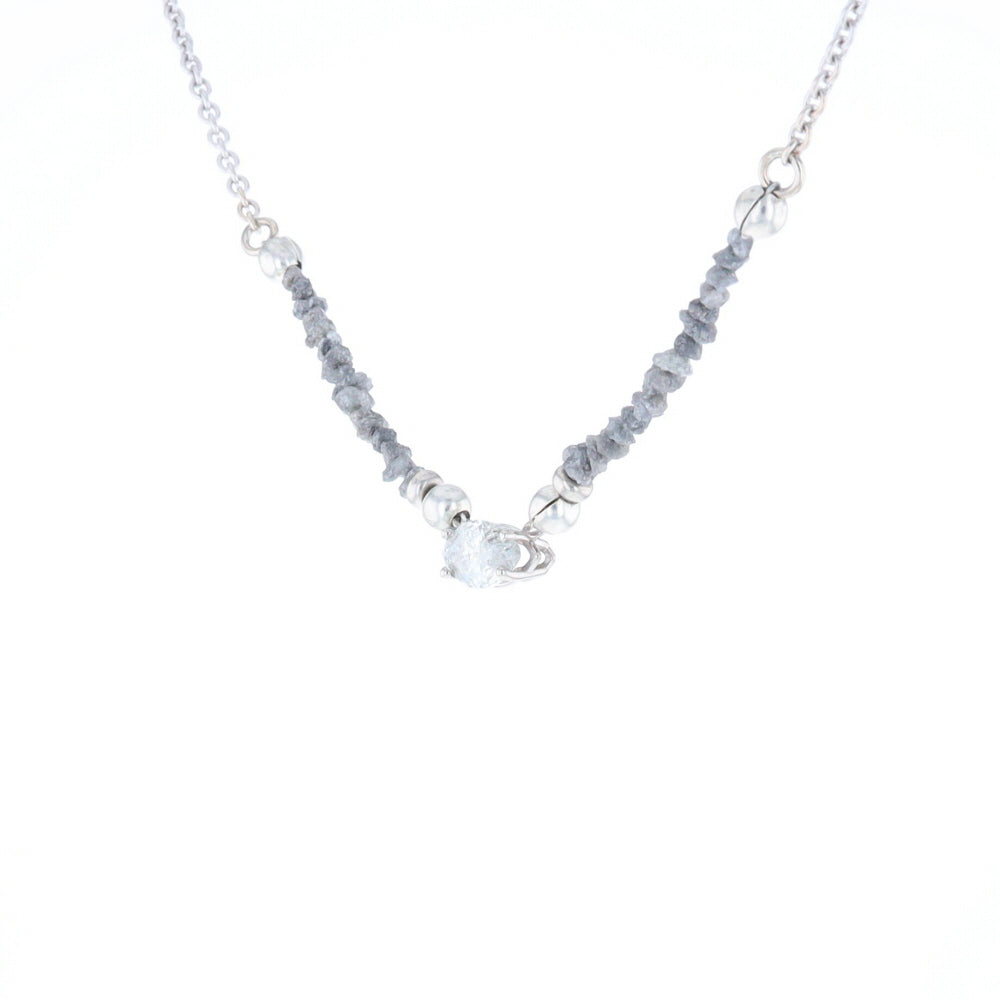 Marquise Diamond Necklace with Rough Diamond Beads