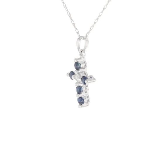 Small Blue Sapphire Cross Pendant