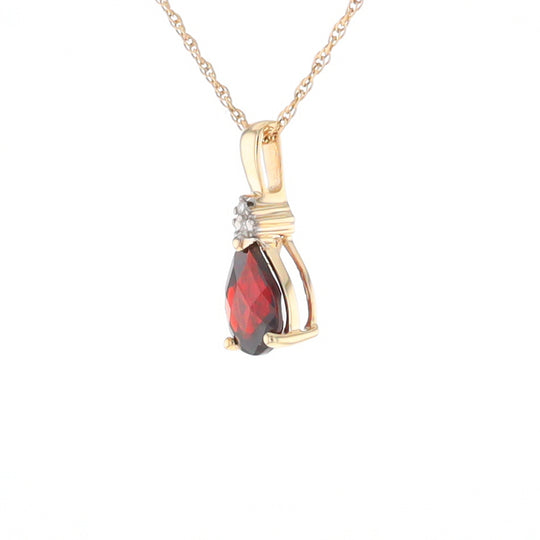 Pear Checkered Garnet Pendant