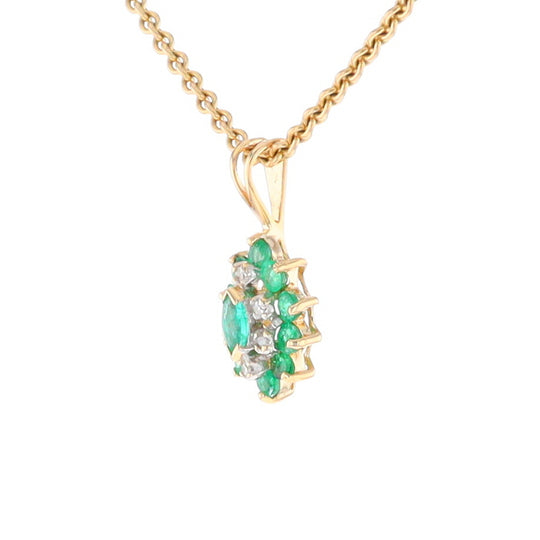 Marquise Shaped Emerald and Diamond Pendant