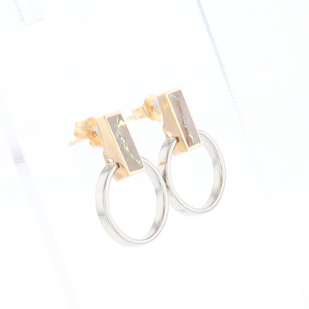 Gold Quartz Rectangle Inlaid Knocker Earrings - G2