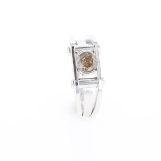 Men's Contemporary White Gold Industrial Brown Diamond Ring