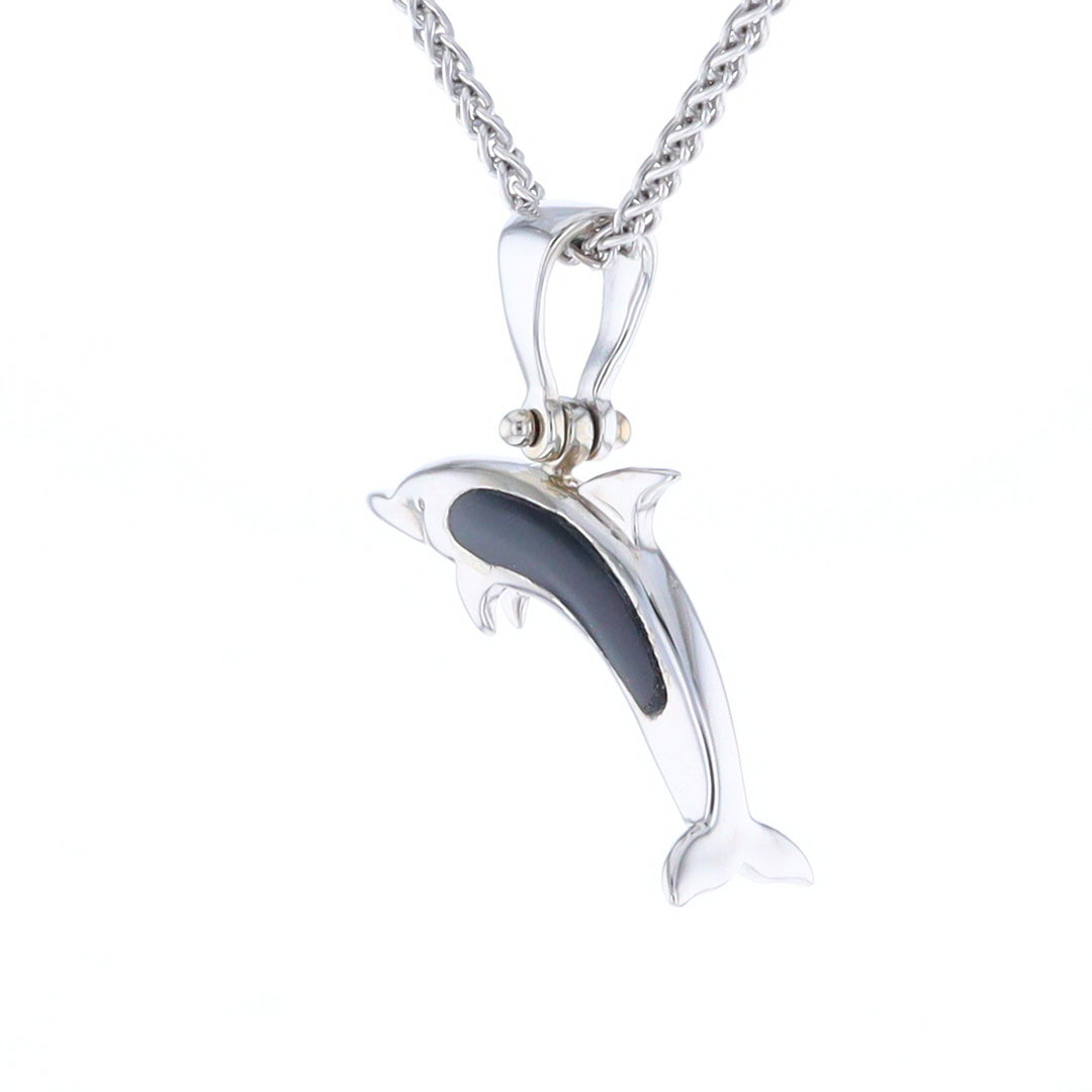 Onyx Inlaid Dolphin Pendant