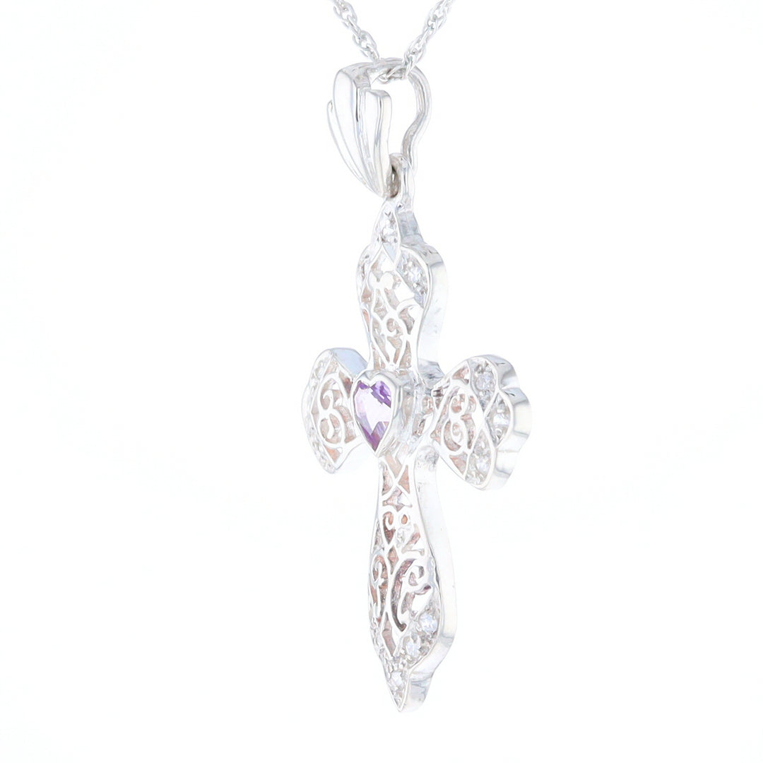 Heart Amethyst Cross Pendant