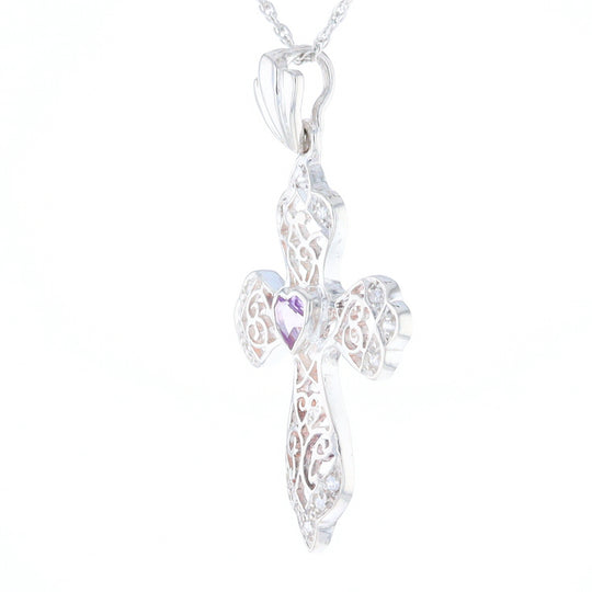 Heart Amethyst Cross Pendant