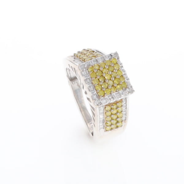 Yellow and White Diamond Filigree Design Ring