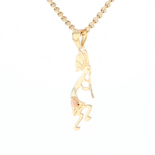 Black Hills Gold Yellow & Rose Gold Kokopelli Pendant