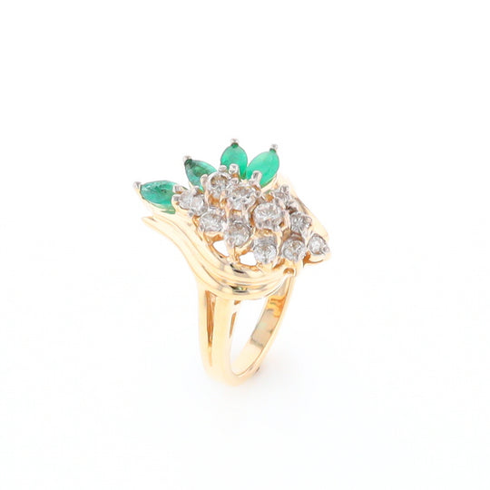 Emerald and Diamond Cluster Ring