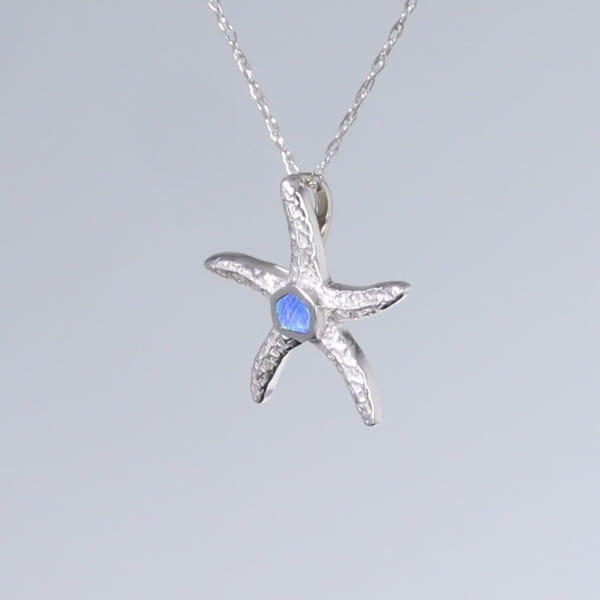 Opal Pendant Inlaid Realistic Star Fish Design