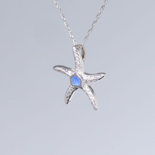 Opal Pendant Inlaid Realistic Star Fish Design