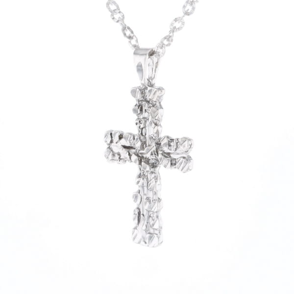 Sterling Silver Nugget Pattered Cross Necklace