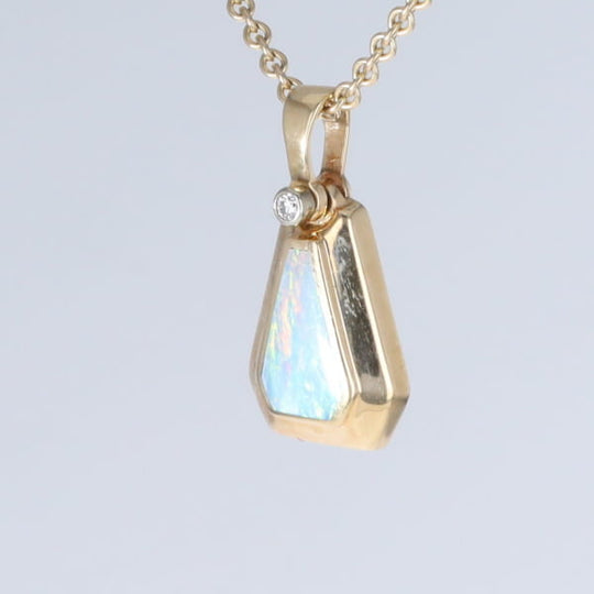 Opal Triangle Inlay with .02ctw Diamond Pendant