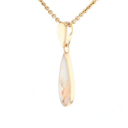 Gold Quartz Necklace Tear Drop Inlaid Pendant