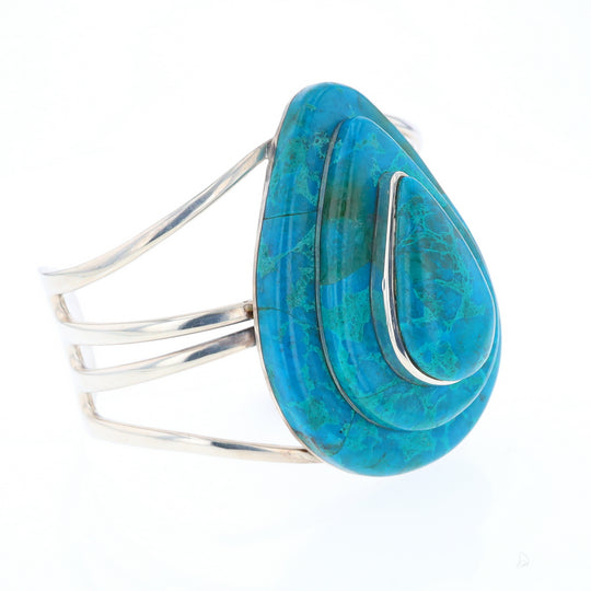 3-Layer Turquoise Raindrop Sterling Silver Cuff