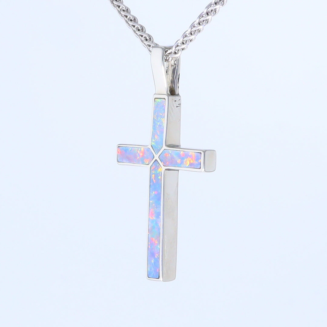 Opal Pendant 4 Section Inlaid Cross