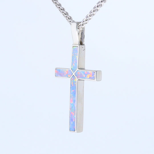 Opal Pendant 4 Section Inlaid Cross