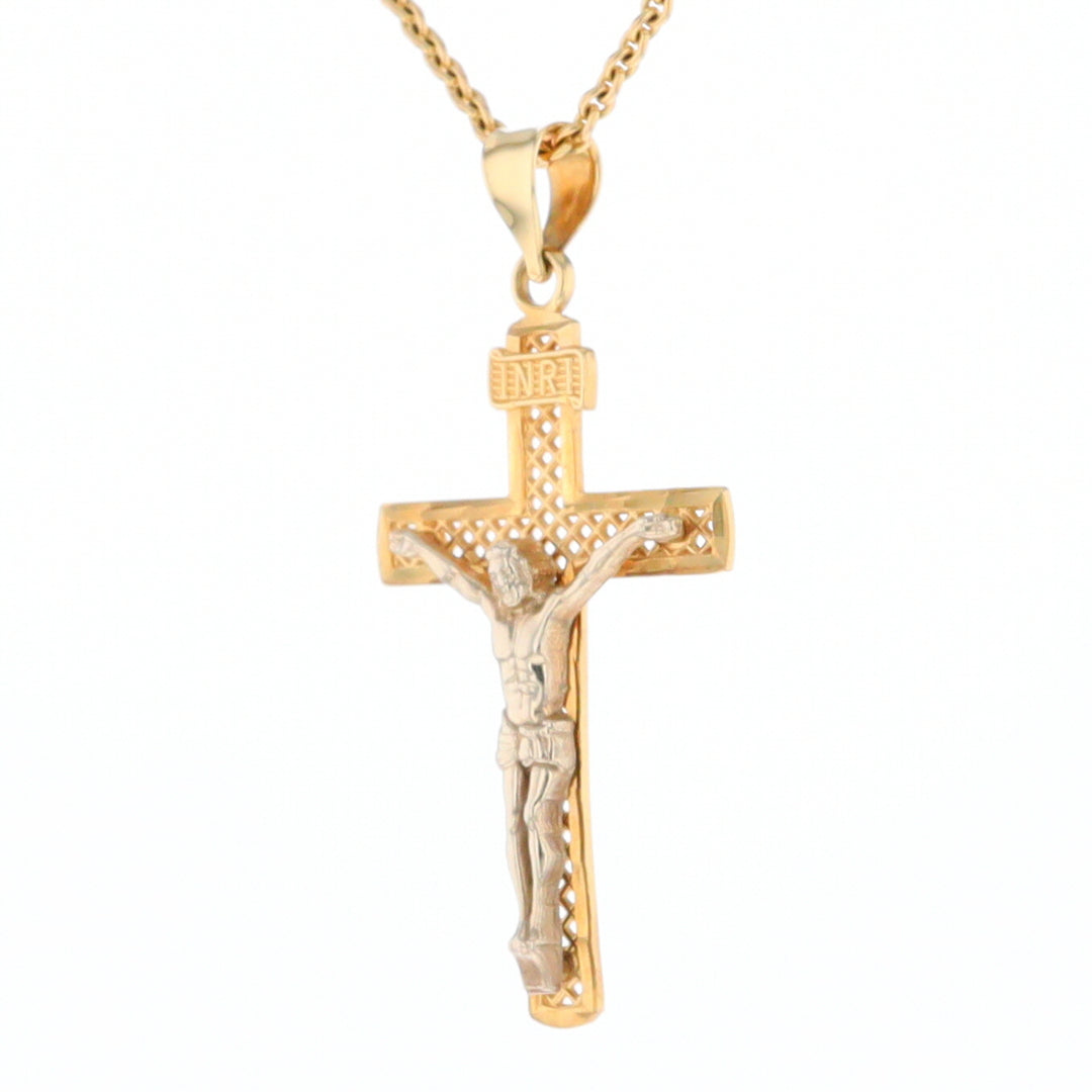 Two Tone Gold Crucifix Pendant