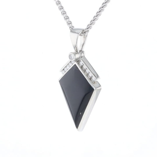 Onyx Kite Design Inlay .19Ctw Diamond Pendant