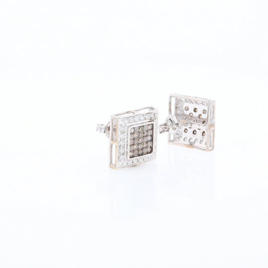 Square White & Chocolate Diamond Earrings