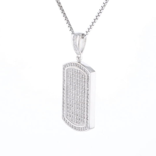 Cubic Zirconia Dog Tag Necklace