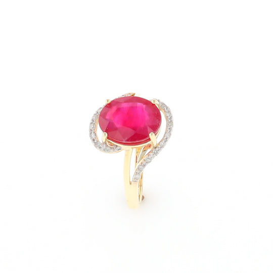 Ruby Bypass Ring with Diamond Accents