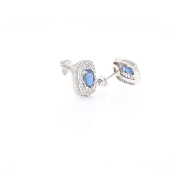 Double Halo Sapphire Earrings