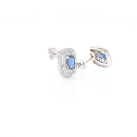 Double Halo Sapphire Earrings