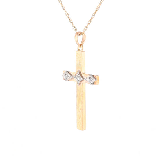 Vintage Incised Diamond Cross Pendant