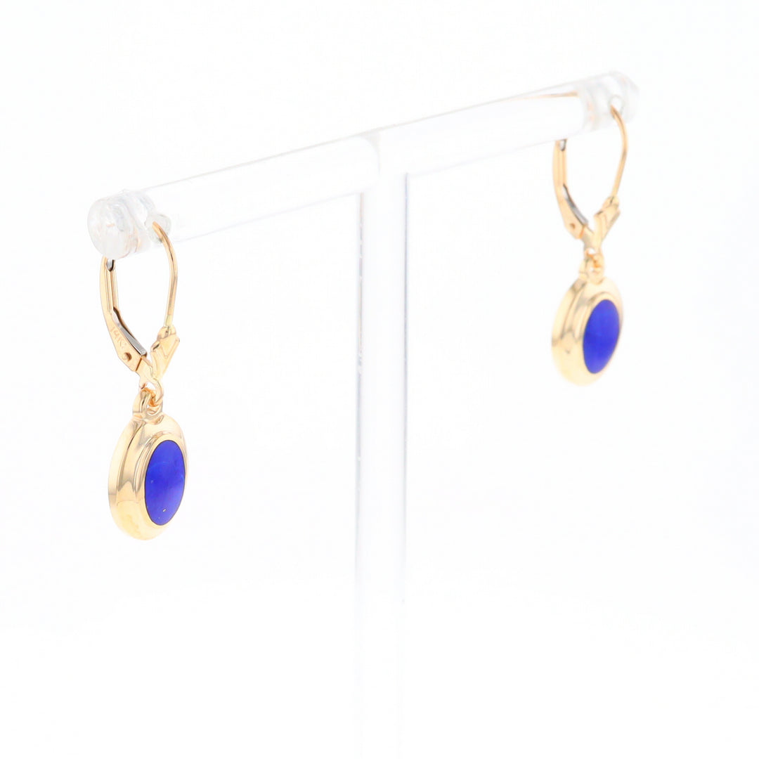 Oval Lapis Inlaid Earrings