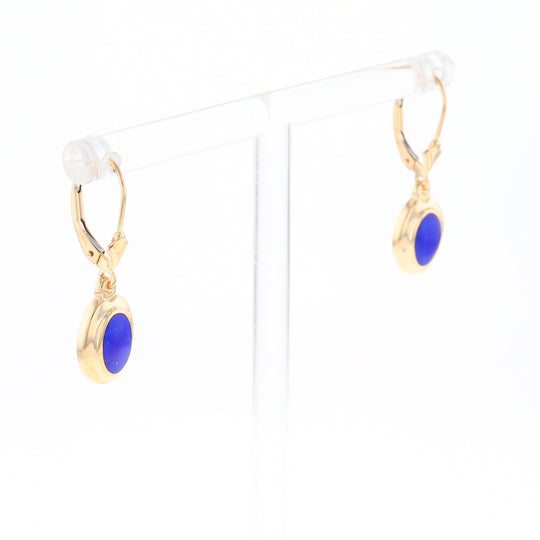 Oval Lapis Inlaid Earrings