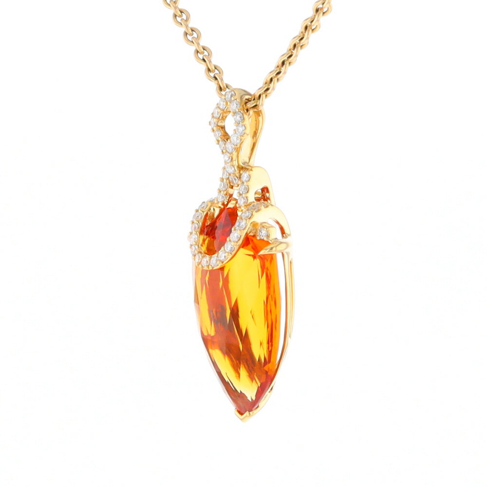 Citrine Pendant with Diamond Bail