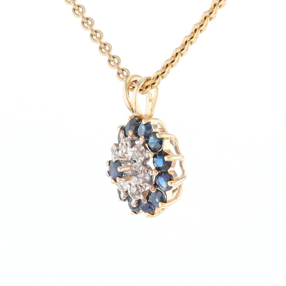 Round Diamond & Sapphire Cluster Pendant