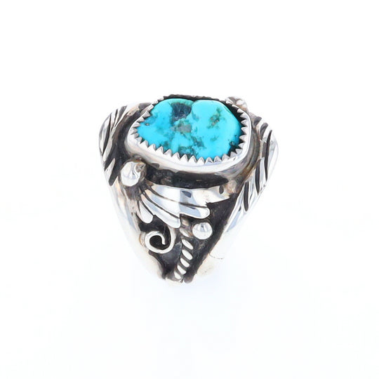 Navajo Turquoise and Feather Design Ring