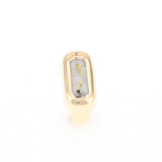 Gold Quartz Ring Oval Inlaid Design - G2